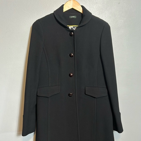J. Crew Wool Lady Slim Coat Black with Brown Buttons size 4 from 2006 VTG - Picture 3 of 11